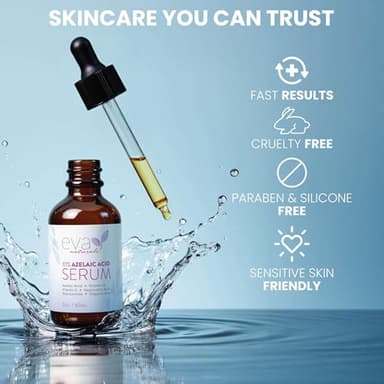Eva Naturals Azelaic Acid Serum for Face – Niacinamide, Hyaluronic Acid, Vitamins A+C+E – Redness Relief, Dark Spots, Uneven Skin Tone, Texture, Pores, Topical Booster for Clearer, Smoother Skin, 2oz - Image 9