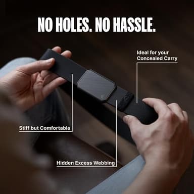 Groove Life Groove Belt Black/Black - Men's Stretch Nylon Belt with Magnetic Aluminum Buckle, Lifetime Coverage - Medium (33-36") - Image 3