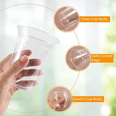 WUHUIXOZ [200 Sets - 12oz Plastic Cups with Lids and Straws, Disposable Cups for Iced Coffee, Smoothie, Milkshake, Cold Drinks - Clear - Image 4