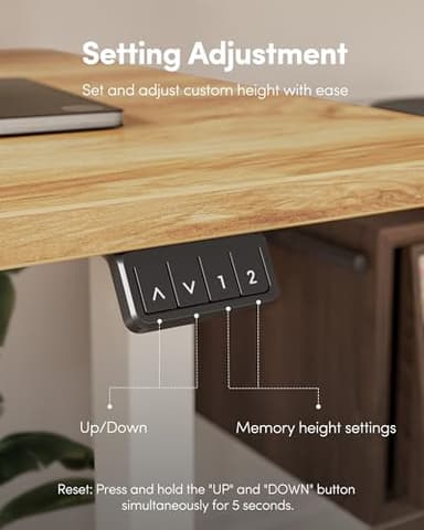 FEZIBO Electric Standing Desk, Height Adjustable Stand up Desk, 60 x 24 Inches Sit Stand Home Office Desk, Computer Desk, Light Rustic Brown - Image 7