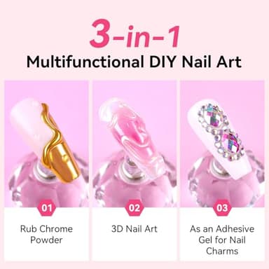Makartt 3D Nail Gel and Chrome Nail Powder Kit, 15g Sculpting Gel for Nail Art DIY No wipe 3D Molding and Metallic Chrome Powder Set for Decoration Manicure Pedicure Use - Image 6