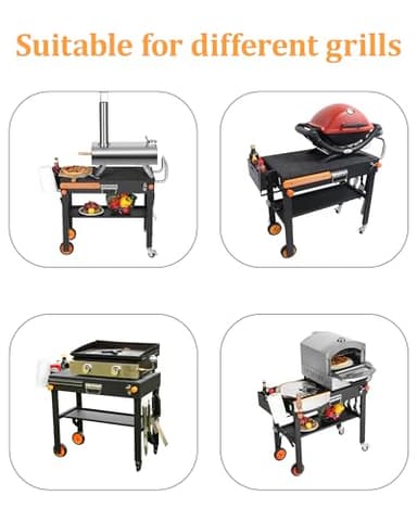 JiRiCHMi Grill Table, Blackstone Griddle Stand, Grill Carts Outdoor With Wheels, Used for Blackstone Griddle And Weber, Foldable Quickly Ninja Grill Stand Suitable for Travel/Camping - Image 2