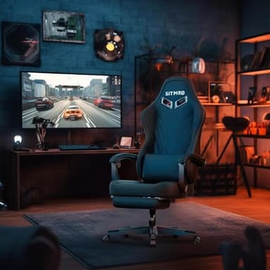 Gaming Chair, Big and Tall Gaming Chairs for Adults with Footrest and Lumbar Support, Comfortable Ergonomic Fabric Computer Chair 400 lbs, 360° Swivel, Height Adjustable Video Gamer Chair, Silla Gamer - Image 7
