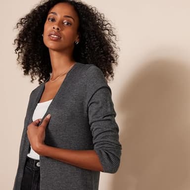 Amazon Essentials Women's Lightweight Open-Front Cardigan Sweater (Available in Plus Size), Charcoal Heather, XX-Large - Image 4