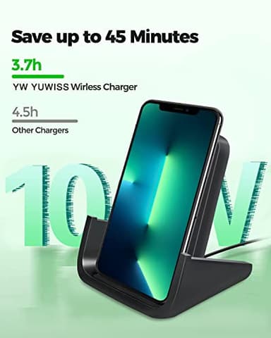 Wireless Charger YUWISS Wireless Charging Stand Cordless Charger 10/7.5/5W Compatible with iPhone 14 13 12/12 /11Pro Max/XR/XS Max/XS/X/8/8Plus Galaxy S22/S21/S9/S9+/S8/S8+ Note - Image 2