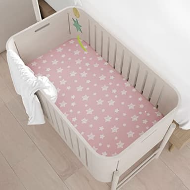 Mini Crib Sheets Fitted 4 Pack for Girls (38" X 24"), Compatible with Dream on Me, Delta Porta Crib and Arms Reach Ideal Cosleeper, Pink - Image 6
