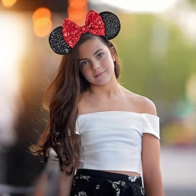 FANYITY Mouse Costume Ears,2 Pcs Mouse Ears Headbands for Girls & Women Party,Size Free (HEBD+ZE) - Image 2