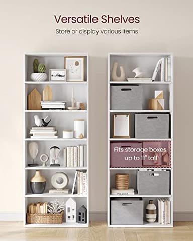 VASAGLE CUSTOS Collection - Bookshelf, 6-Tier Bookcase, Book Shelf, Open Storage Shelf, 9.4 x 23.6 x 63.3 Inches, for Living Room, Home Office, Dinning Room, Cloud White ULBC166T14 - Image 5