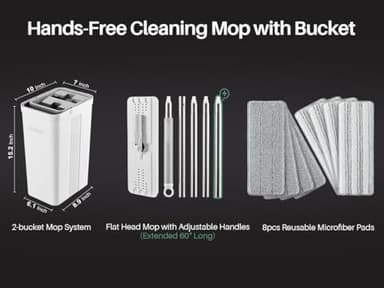 JOYMOOP Mop and Bucket Set with Wringer, Dust Mops for Floor Cleaning, Wall Cleaner with Long Handle,Wet and Dry Use - 8 Microfiber Mop Pads - Image 7