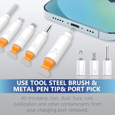 iPhone Cleaning Kit iPhone Cleaner, Phone Charging Port Cleaning, Cell Phone Repair Restore Tool for AirPod pro and iPad, Lightning Charger Cables Speaker Cleaner for Electronic Devices, White - Image 3