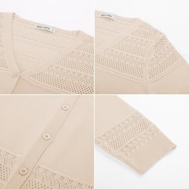 GRACE KARIN Women's Cardigans Open Front Lightweight Cardigans Shrug Button Down Knit Sweater Bolero Jackets Beige XL - Image 6