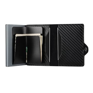Card Blocr Pop Up Credit Card Wallet, RFID Blocking Credit Card Holder for men, Compact Card Holder Wallet for Secure Storage (Carbon Fiber Style Black & Titanium) - Image 4