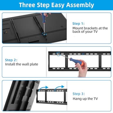 HOME VISION Heavy Duty Fixed TV Wall Mount Bracket, 264 Lbs Capacity for 48-120 Inch Extra Large Flat Screen Smart TVs, Max VESA 800x600 mm, Stud Spacing 12"-28", Low-Profile Flush Slim Design, HV8801 - Image 4