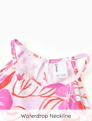 PATPAT Girls Rompers Size 3-4 Hot Pink Floral Print 2 Pack Rompers For Girls Sleeveless Halter Neck Wide Leg One Piece Spaghetti Strap Jumpsuits Shorts Matching Outfits Summer Jumpsuits - Image 4