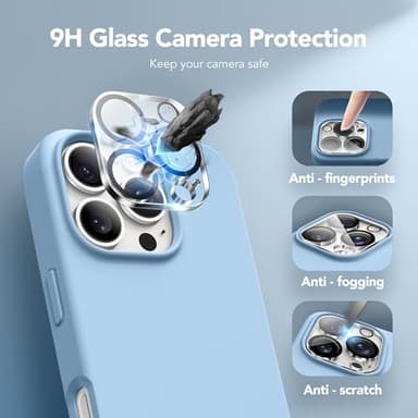 GONEZ Magnetic for iPhone 16 Pro Case, Compatible with MagSafe, [Screen Protector + Camera Lens Protector], Silicone Shockproof Anti-Scratch Protective Phone Case 6.3 inch, Mist Blue - Image 6