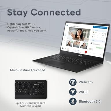 ASUS CX17 Everyday Value Chromebook 17.3" FHD Display (Intel Celeron N4500, Intel UHD Shared, 4GB LPDDR4, 128GB SSD eMMC, WiFi 6, HD Webcam, Bluetooth 5.2, 45W PSU, Chrome OS (Renewed) - Image 4