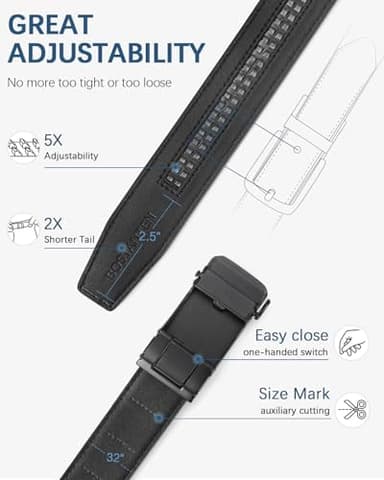 BOSTANTEN Mens Belt Leather Ratchet Belt For Men Dress and Casual with Adjustable Buckle, Trim to Fit - Image 4