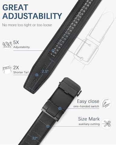 BOSTANTEN Mens Belt Leather Ratchet Belt For Men Dress and Casual with Adjustable Buckle jeans, Trim to Fit - Image 3