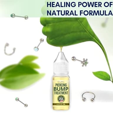 BodyJ4You Piercing Keloid Bump Removal - Natural Oil Piercing Bump Treatment - Nose Septum Belly Ear Cleaner Soothing Skin Recovery Solution - Safe Care Piercing Reduce Appearance Scars - 0.33 Fl Oz - Image 3