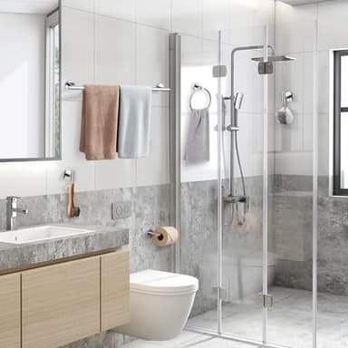 TURS Chrome 5 Piece Bathroom Hardware Set, SUS304 Stainless Steel 24 Inch Bath Towel Bar Set, Round Bathroom Accessories Kit Wall Mounted - Image 6