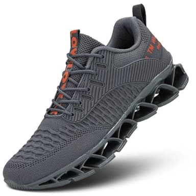 Mens Running Shoes Lace up Blade Non Slip Fashion Sneakers Breathable Mesh Casual Sport Athletic Walking Shoes - Image 1