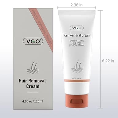 VGO Painless Hair Removal Cream for Women & Men, Hair removal cream for body, back & legs, All Skin Types, 4.06oz w/Spatula - Image 7