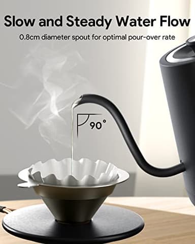 Gooseneck Electric Tea Kettle Pour-Over Kettle for Coffee, with 5 Variable Presets, 100% Stainless Steel Inner, with Keep Warm and Mute Function 0.8L, 1000W Quick Heating, Matte Black - Image 4