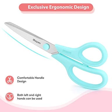 Scissors, iBayam 8" All Purpose Scissors Bulk 3-Pack, Ultra Sharp 2.5mm Thick Blade Shears Comfort-Grip for Office Desk Accessories Sewing Fabric Home Craft School Supplies, Right/Left Handed - Image 5