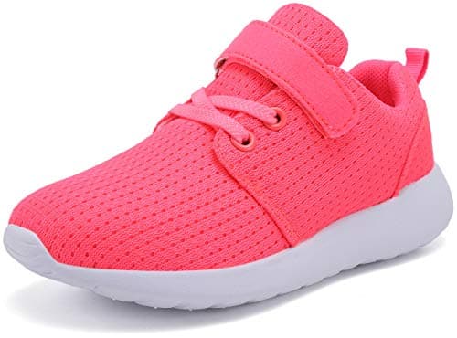 TOEDNNQI Boys Girls Sneakers Kids Lightweight Breathable Strap Athletic Running Shoes for Toddler/Little Kid/Big Kid Pink Size 9 - Image 1