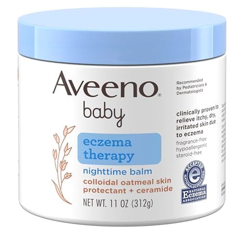Aveeno Baby Eczema Therapy Nighttime Body Balm, Moisturizing Eczema Treatment, Ceramides, Triple Oat Complex, Soothes Dry, Itchy Skin, Hypoallergenic, Fragrance & Steroid Free, 11oz - Image 1