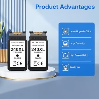 BKBKC 240XL Black Ink Cartridge Combo Pack Replacement Compatible for Canon PG-240XL for PIXMA TS5120 TS5100 MX472 MG3620 MG3600 MG3520 MG2120 MG3222 (2 Black) - Image 5