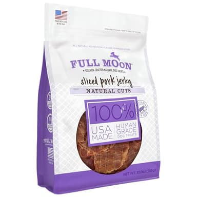 Full Moon Natural Cut Pork Jerky Healthy All Natural Dog Treats Human Grade Grain Free 10 oz - Image 1