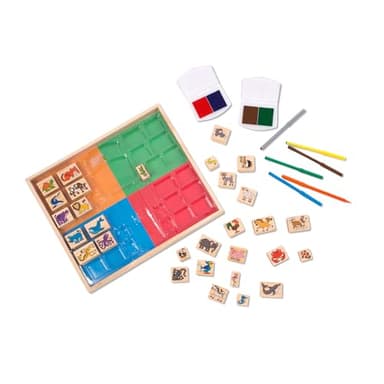 Melissa & Doug Deluxe Wooden Stamp Set: Animals - 30 Stamps, 6 Markers, 2 Stamp Pads - Image 9