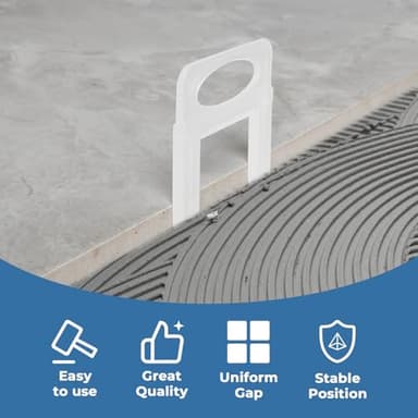 Eunice Tile Spacers 1/16，2000 Pcs DIY Tile Leveling System Clips for Professional Leveler Ceramic Tile and Stone Installation - Image 5