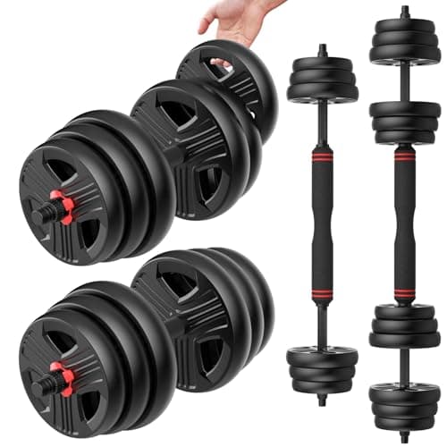 UKEEP Adjustable Dumbbells Set, 20/30/40/60/80lbs Free Weight Set with Connector of 2 Convertible to Barbell, Fitness Exercises for Home Gym Suitable Men/Women - Image 1