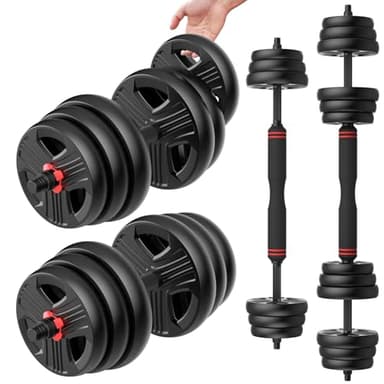 UKEEP Adjustable Dumbbells Set, 20/30/40/60/80lbs Free Weight Set with Connector of 2 Convertible to Barbell, Fitness Exercises for Home Gym Suitable Men/Women - Image 1