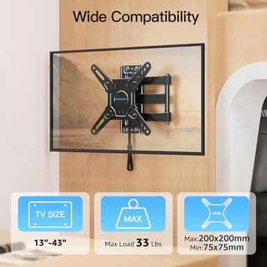 MOUNTUP Lockable RV TV Mount for 13-43 Inch TVs - Full Motion Swivel RV TV Bracket with Pull Cord Lock, Space Saving Design for Camper, Trailer, Motorhome, Truck - Max 33lbs & VESA 200x200mm, MU2101 - Image 3