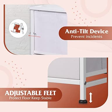 WLIVE Fabric Dresser for Bedroom with 10 Drawers, Tall Chest of Drawers, White Dressers Bedroom Furniture, Storage Organizer Unit with Bins for Closet, Hallway, Living Room, Entryway - Image 6