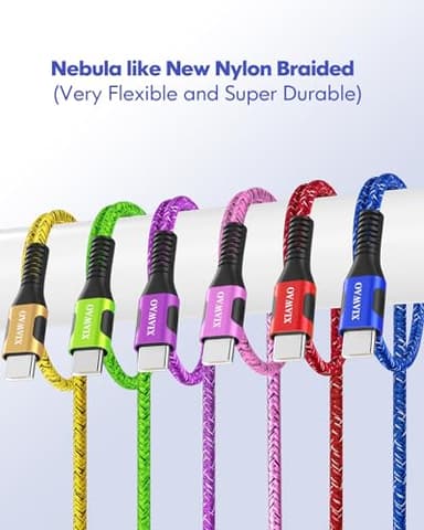 XIAWAO USB to USB C Cable, (6-Pack) Type C Charger Cord Fast Charging for iPhone 17/17 Pro/17 Pro Max/17 Air/16/16e/16 Pro/16 Pro Max/15/15 Pro/15 Pro Max, Galaxy S25 S24 S23 A55 A35 A17 A16, Moto g - Image 6