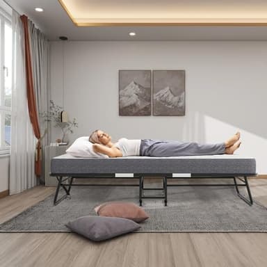 Espsilto 75''x46'' Folding Bed with Mattress for Adults, Large Size Roll Away Bed for Guest, Portable Folded Mattress - Image 5