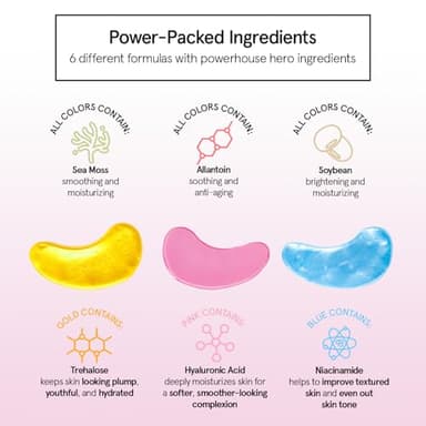 grace & stella Under Eye Mask Variety Pack - 18 Pairs of Under Eye Patches for Dark Circles - With 6 Colors (3 Pairs/Color) - Gel Masks Puffy Eyes for Women - Vegan Cruelty Free Bridesmaid Gifts - Image 4