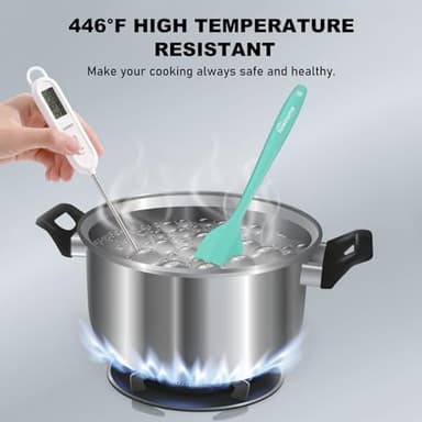 NileHome Silicone Spatula Set, 6 Pcs Food Grade Kitchen Utensils with Silicone Brush Heat Resistant Dishwasher Safe BPA-Free Rubber Spatula for Scraping, Baking, Cooking, Mixing, Turquoise - Image 3