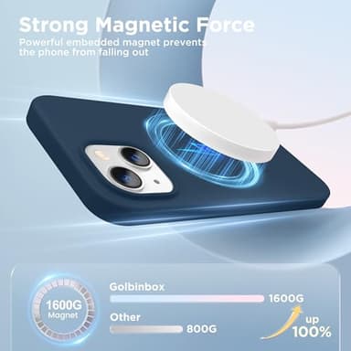 GolbinBox Magnetic for iPhone 13 Case & iPhone 14 Case, Compatible with MagSafe, [Soft Anti-Scratch Microfiber Lining], Slim Liquid Silicone Shockproof Protective Phone Case 6.1 inch, Dark Blue - Image 3