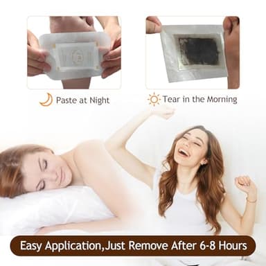 TEWEAE 2 in 1 Foot Pads, 10 Pads Tear and Use Pure Bamboo Wormwood Coconut Shell Foot Pads, Bigger Adhesive ''Stay in Place'' Goodnight Pads - Image 4