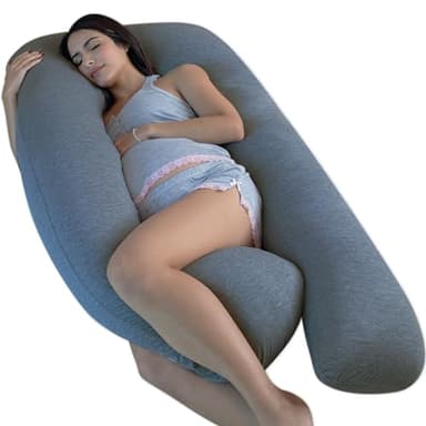Pharmedoc Pregnancy Pillows, U-Shape Full Body Pillow - Solid – Cooling Removable Cover Dark Grey – Pregnancy Pillows for Sleeping – Body Pillows for Adults, Maternity Pillow and Pregnancy Must Haves - Image 1