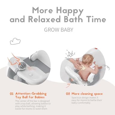 BabyBond Baby Bath Seat with Sitting & Lying 2 Modes, 3-Speed Adjustment, Powerful Suction Cups, Infant Bathtub Chair with Soft and Comfortable Towel, Folding and Hanging - Image 6