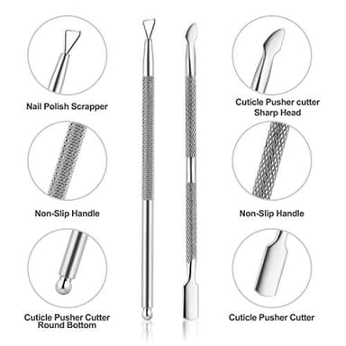 YINYIN Professional Stainless Steel Nippers, Cutter Clippers, Cuticle Remover, Trimmer with Pusher, Pedicure Manicure Tools for Fingernails and Toenails, Sliver - Image 3