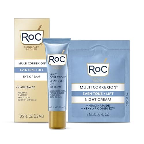 RoC Multi Correxion 5 in 1 Anti-Aging Eye Cream for Puffiness, Under Eye Bags & Dark Circles, Skin Care Treatment with Shea Butter, (.5 oz) with Night Cream Packette (Packaging May Vary) - Image 1