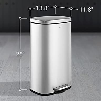happimess HPM1011A Curtis 8-Gallon Step-Open Trash Can with Soft-Close Lid, Modern, Minimalistic, Fingerprint Proof for Home, Kitchen, Laundry Room, Office, Bedroom, Bathroom, Chrome - Image 6