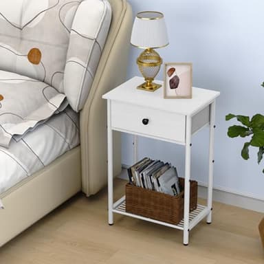 Pabroni Night Stand Bedside Tables for Small Space Large End Table with Drawers and Shelf Side Table Night Stands with Wood Storage Shelf, Rustic Side Table for Bedroom, Living Room, Study, Office - Image 2